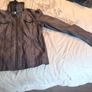 Zara Men's Dark Blue Faux leather jacket
